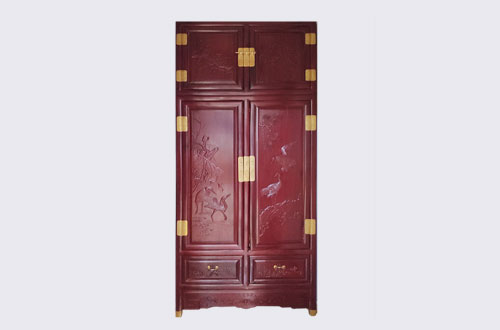 阿里高端中式家居装修深红色纯实木衣柜