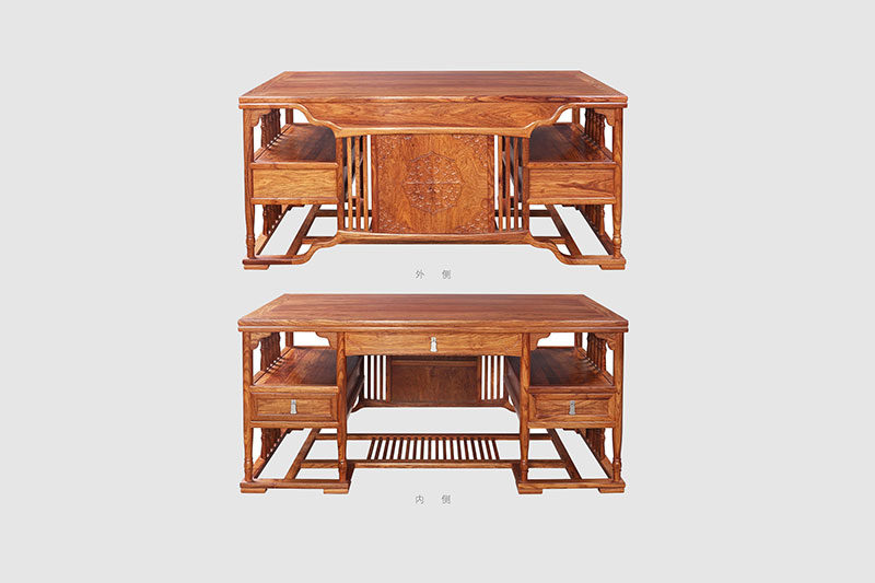 阿里中式家居装饰书房桌椅组合家具效果图